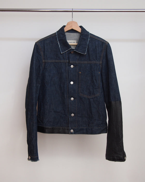Helmut Lang 1 Pocket Denim Jacket with Leather Detail 2003 46