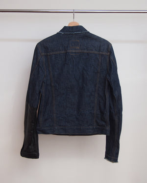 Helmut Lang 1 Pocket Denim Jacket with Leather Detail 2003 46