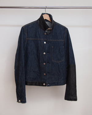 Helmut Lang 1 Pocket Denim Jacket with Leather Detail 2003 46