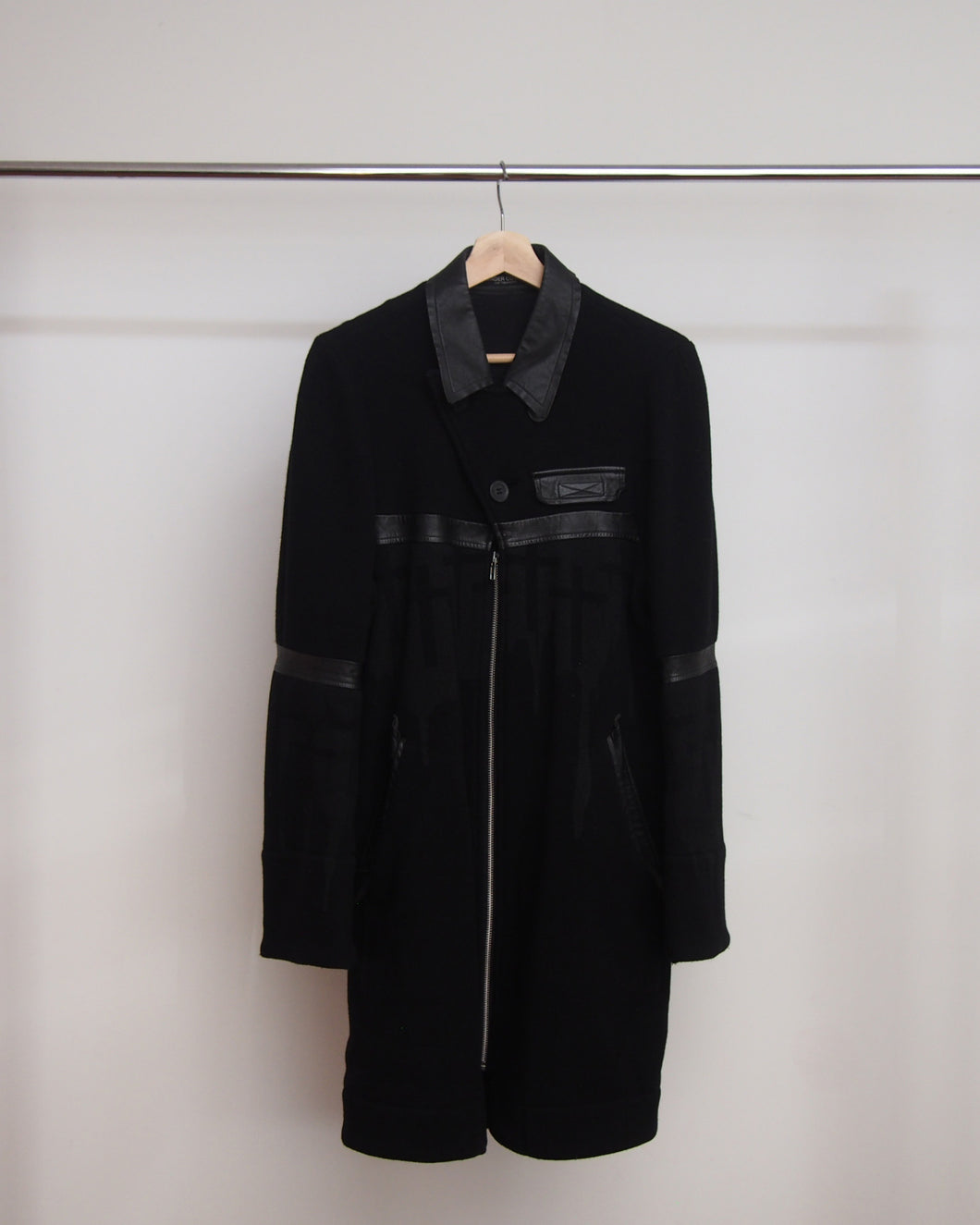 Undercover Wool Coat with Leather Details AW96